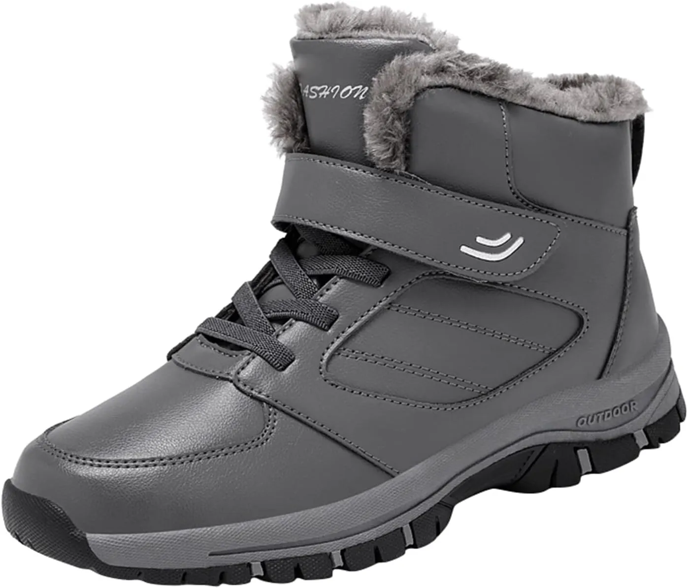 Men Work Boots with Zipper Hiking Sneakers with Warm Fur Lining Workout Shoes for Women Business Casual Platform Sneakers Lightweight Safety Hike Grounded Footwear