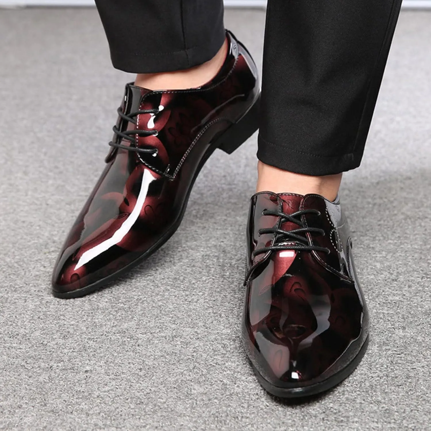 Mens Casual Shoes Leather Classical Style Shoes for Men Slip On PU Leather Low Rubber Sole Leather Basketball Shoes Men