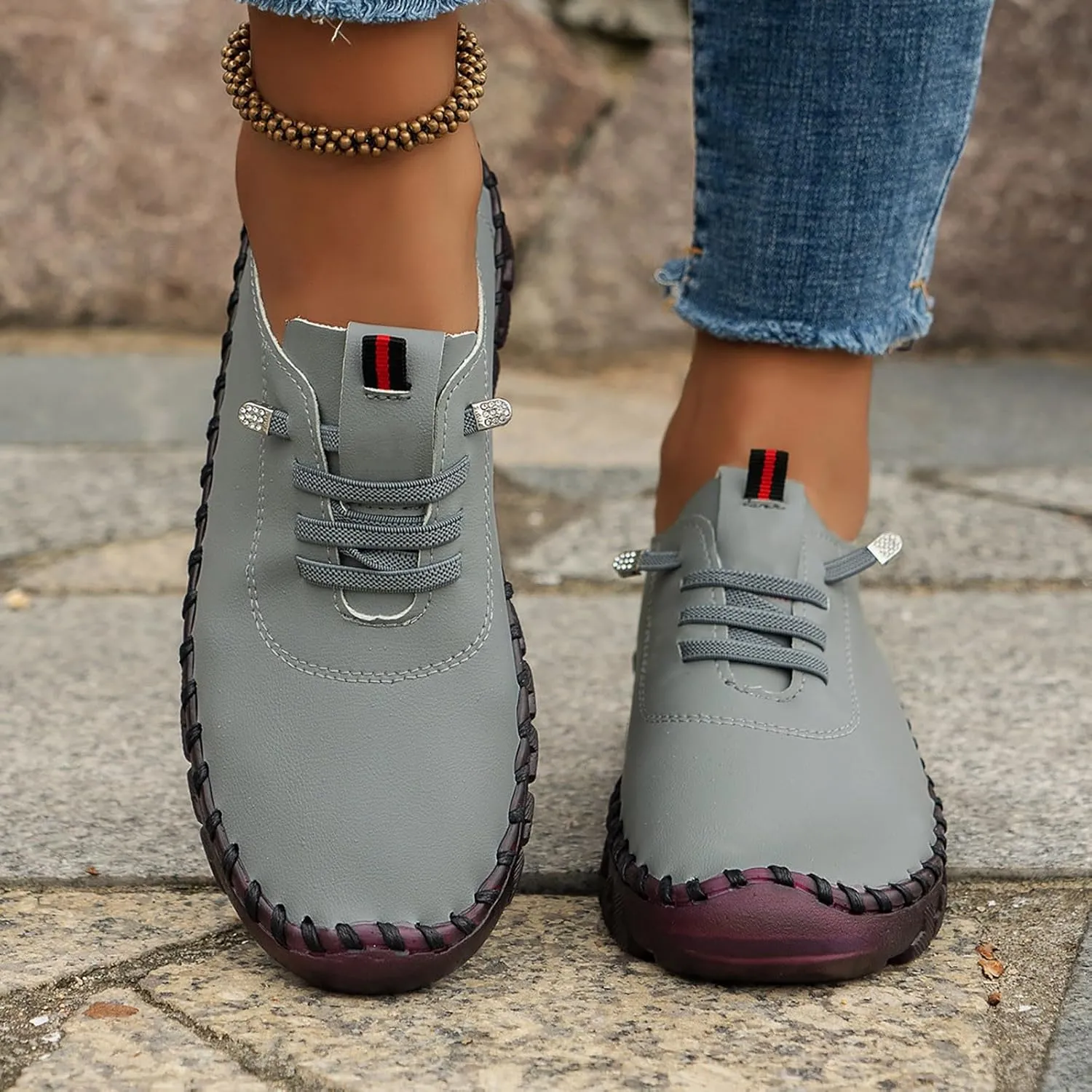 Mens Dress Shoes Slip On Sneakers Women Arch Support Womens Loafers with Arch Support Round Toe Flat Heel Christmas Sneakers for Women Round Toe Flats Comfortable