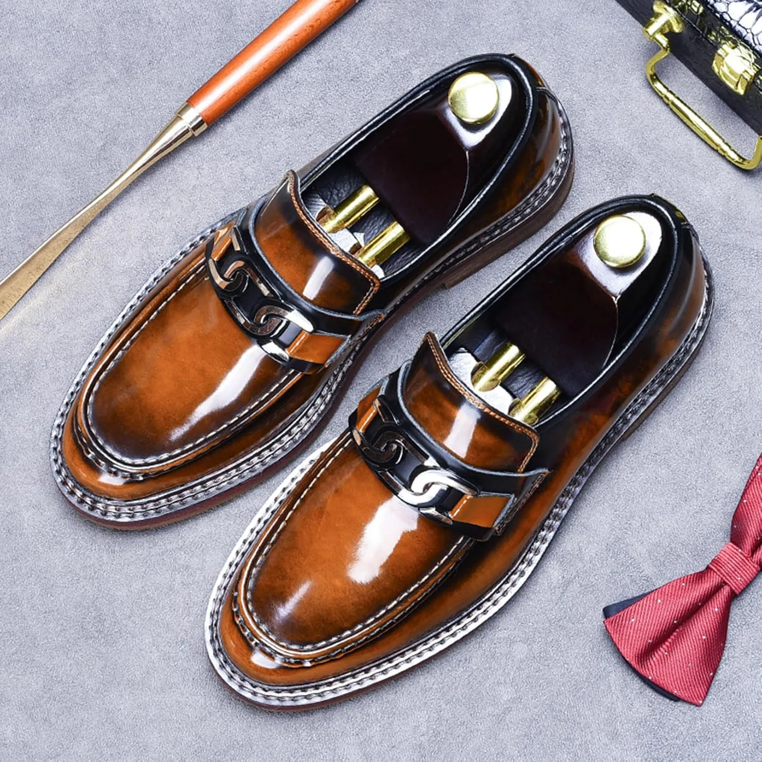 Mens Genuine Leather Loafers, Slip On Driving Shoes, Smart Office Work Formal Shoes for Casual Wedding