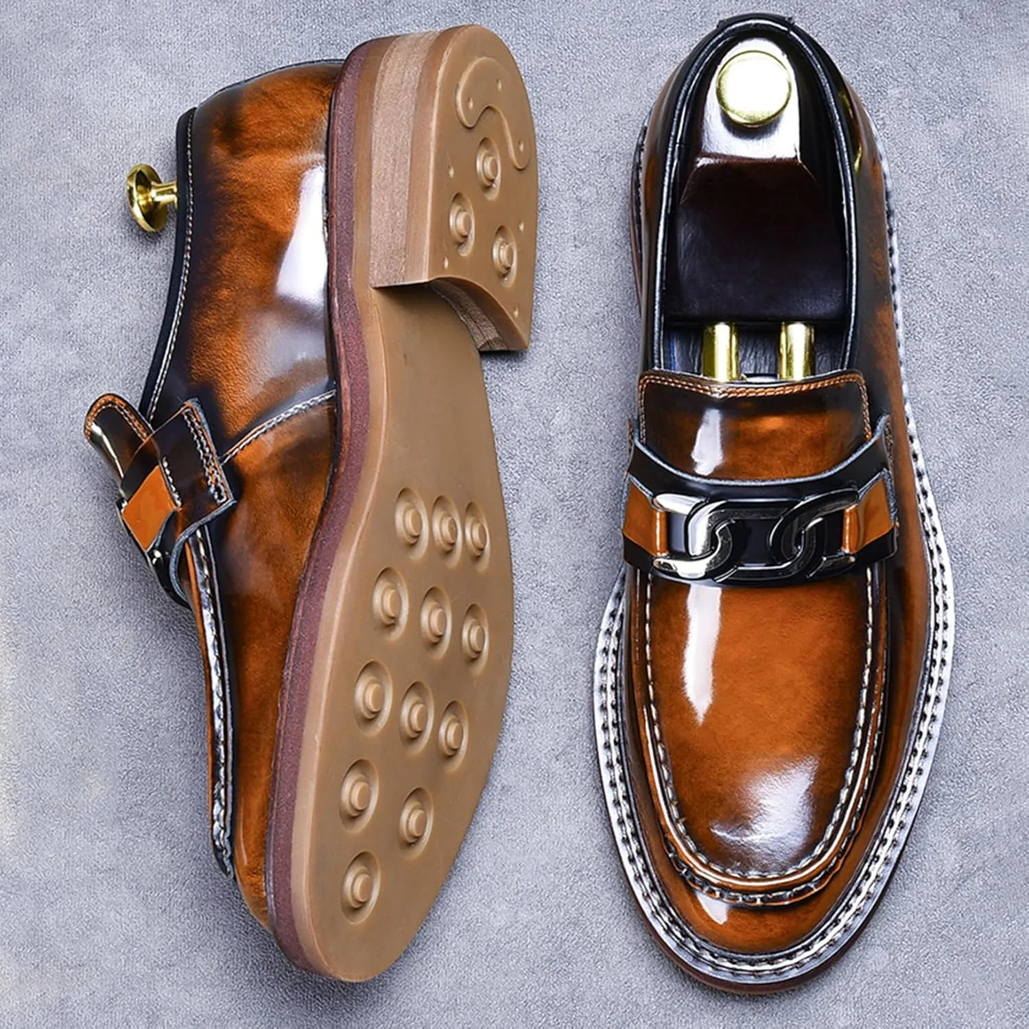Mens Genuine Leather Loafers, Slip On Driving Shoes, Smart Office Work Formal Shoes for Casual Wedding