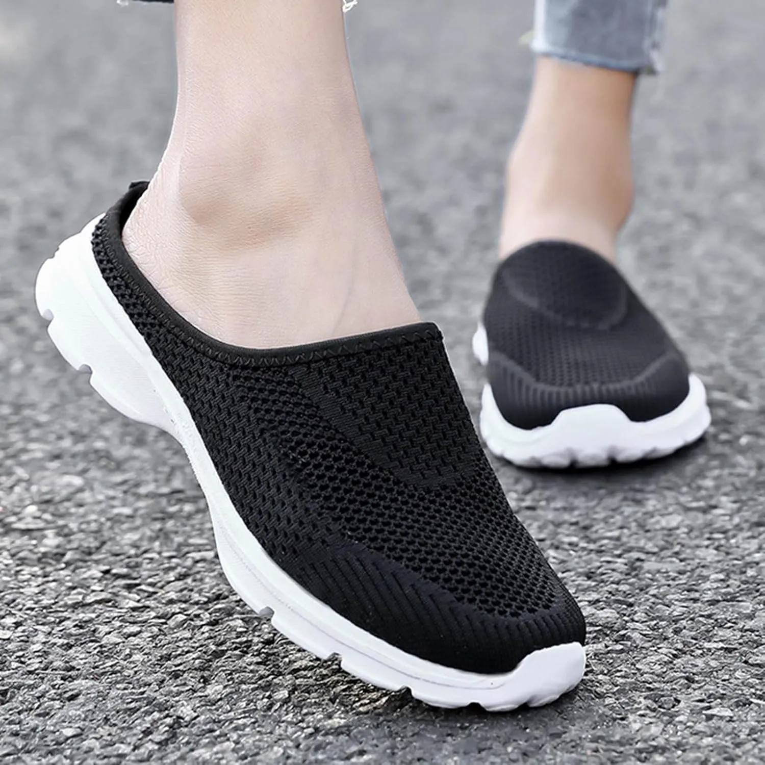 Men's Half Cap Toe Canvas Sandals Solid Breathable Mesh Sneakers Casual Comfort Walking Sandals Beach Sandals