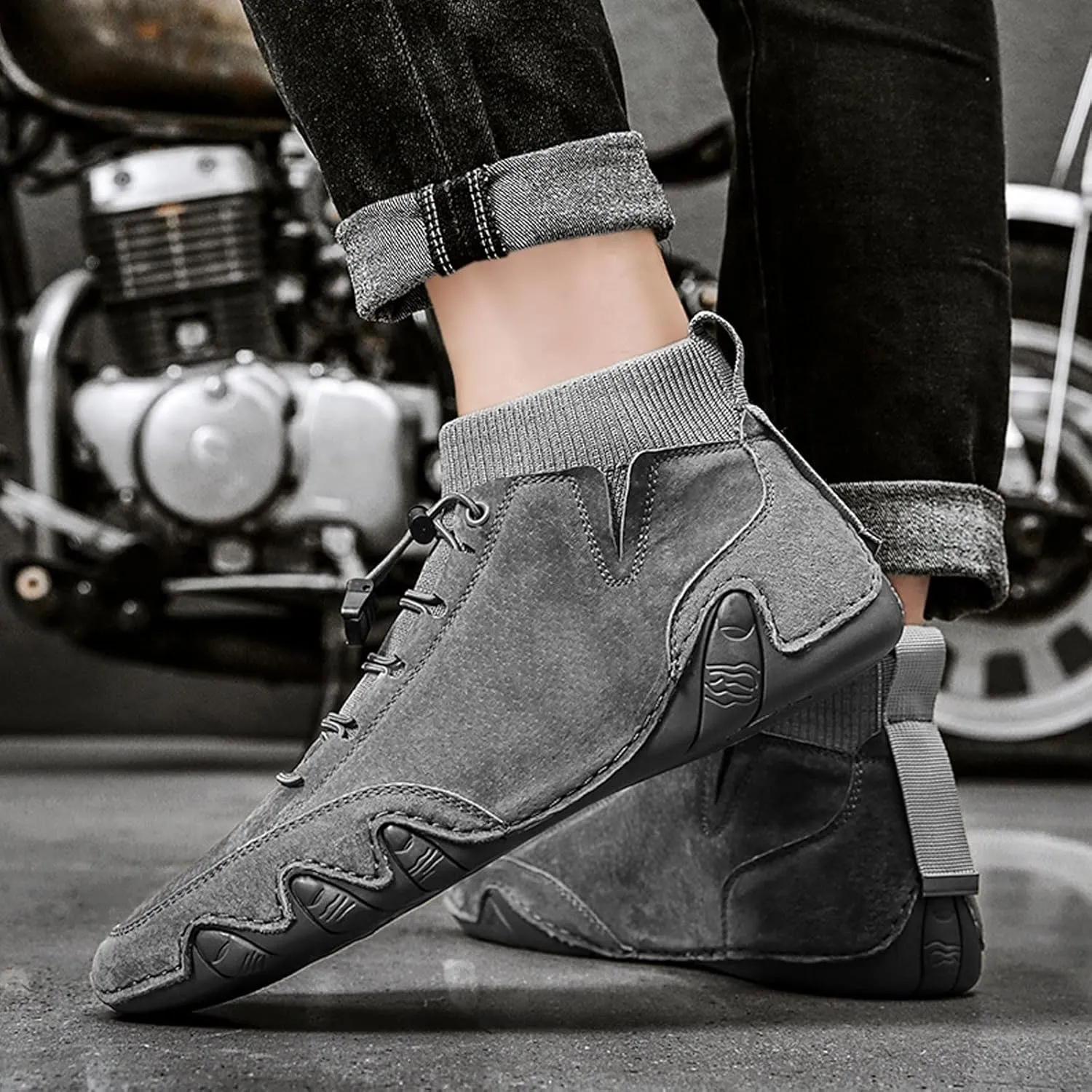 Mens High Top Elastic Band Sport Shoes Fashion Casual Mens Plus Size Casual Canvas Shoes Fashion Sneaker