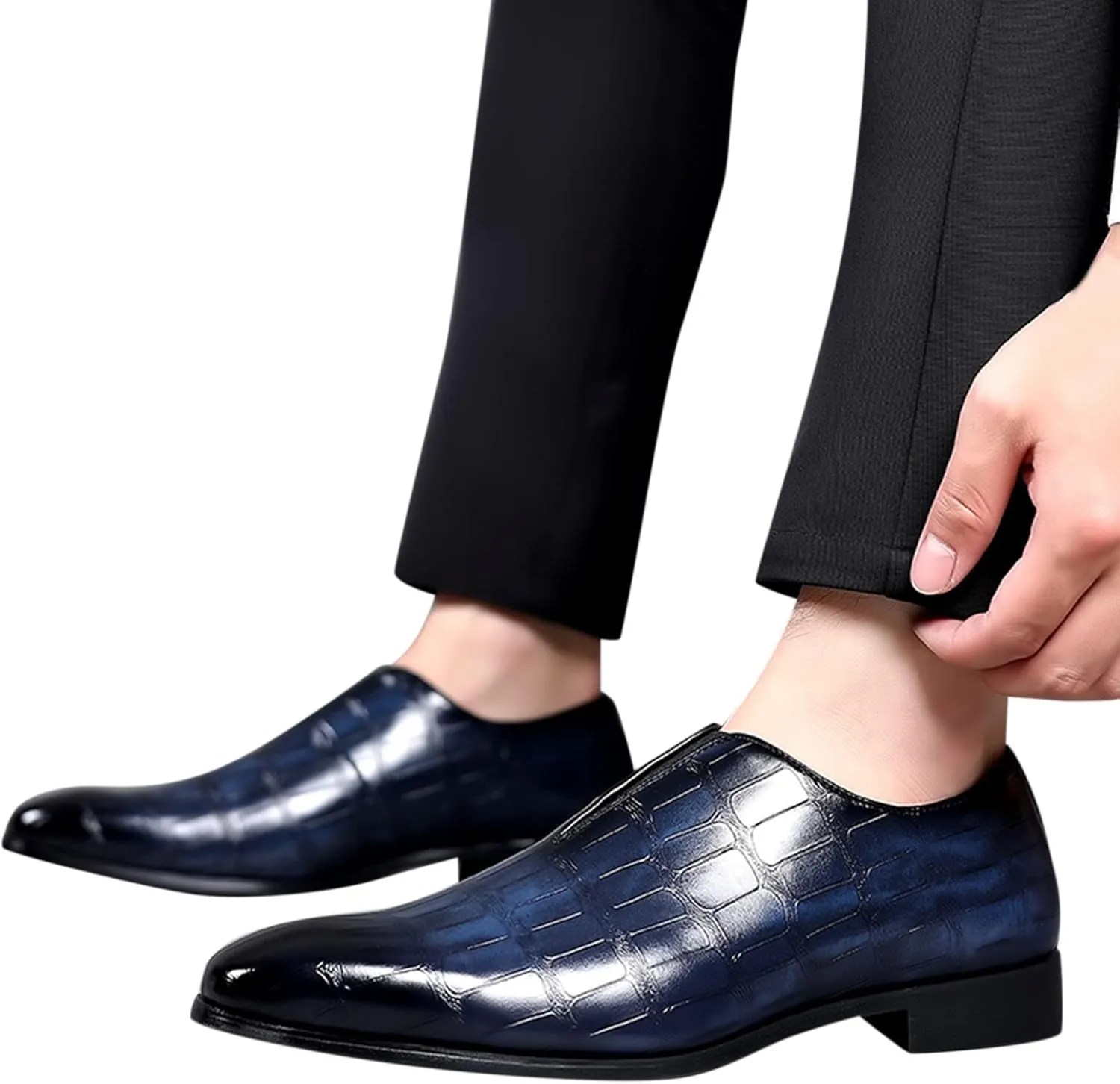 Mens Leather Tennis Shoes Size 10 Classical Style Shoes for Men Slip On PU Leather Men Working Shoes Leather