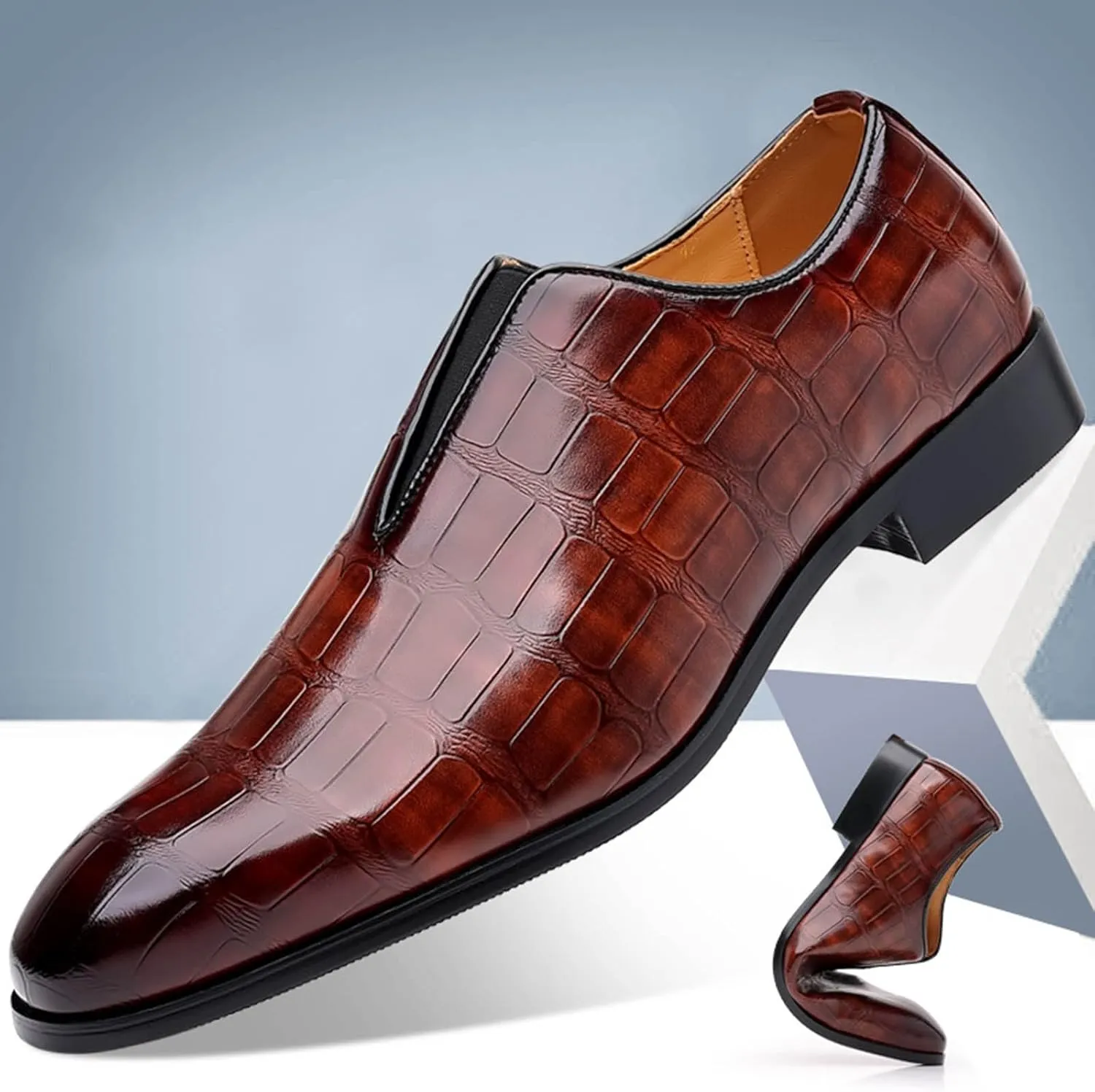 Mens Leather Tennis Shoes Size 10 Classical Style Shoes for Men Slip On PU Leather Men Working Shoes Leather