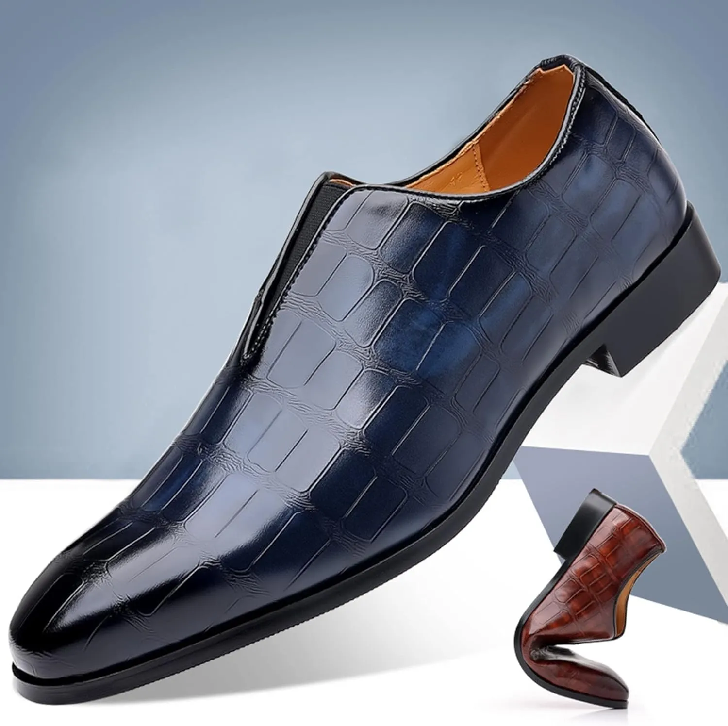 Mens Leather Tennis Shoes Size 10 Classical Style Shoes for Men Slip On PU Leather Men Working Shoes Leather