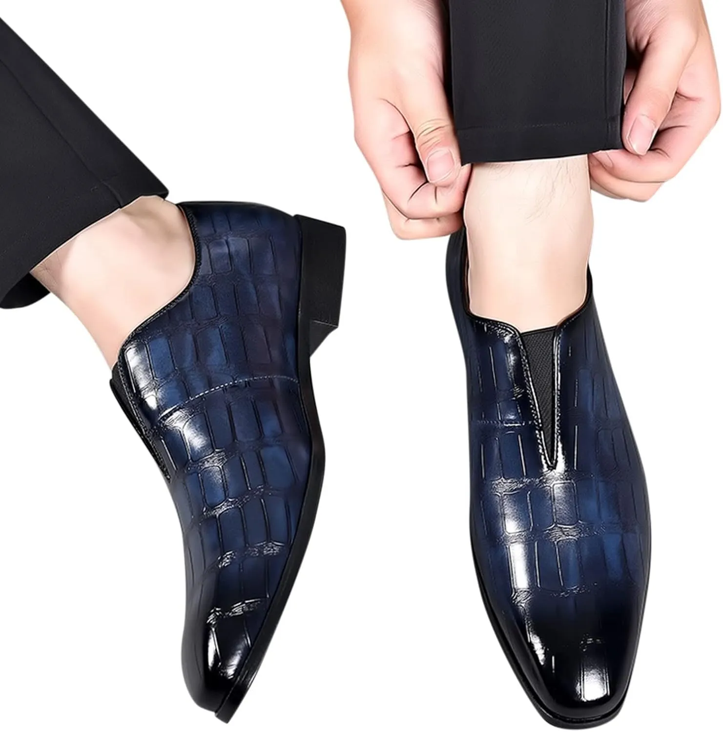 Mens Leather Tennis Shoes Size 10 Classical Style Shoes for Men Slip On PU Leather Men Working Shoes Leather