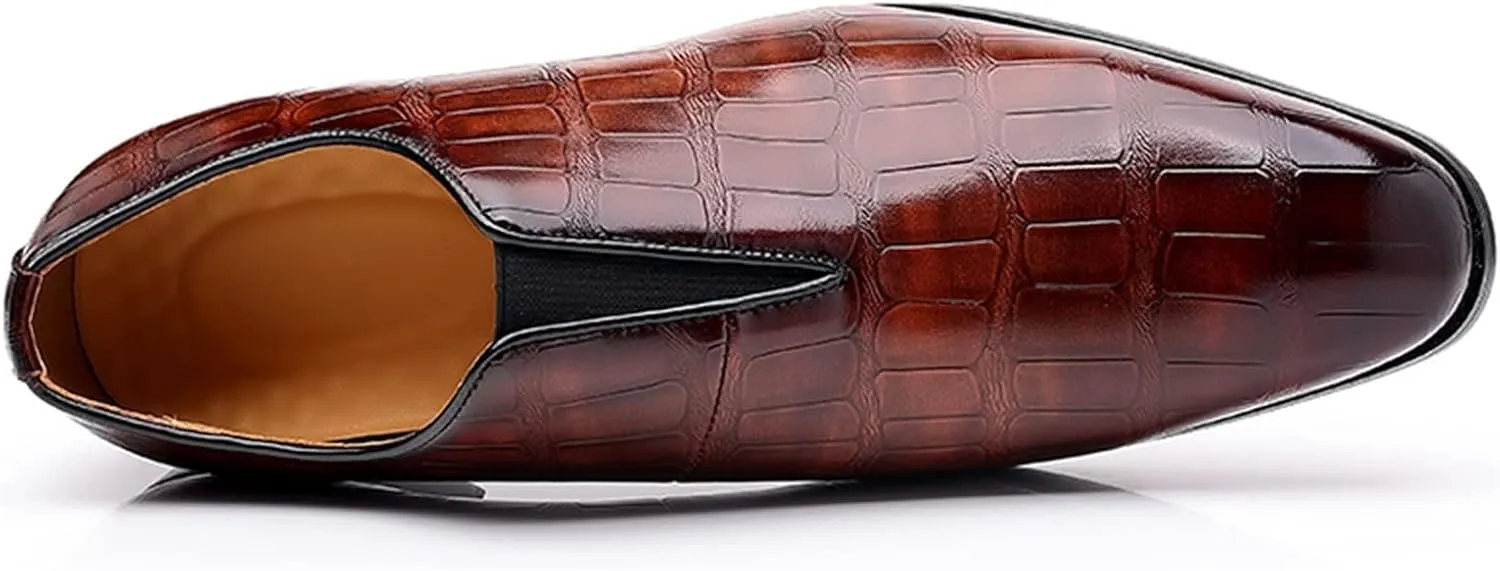Mens Leather Tennis Shoes Size 10 Classical Style Shoes for Men Slip On PU Leather Men Working Shoes Leather