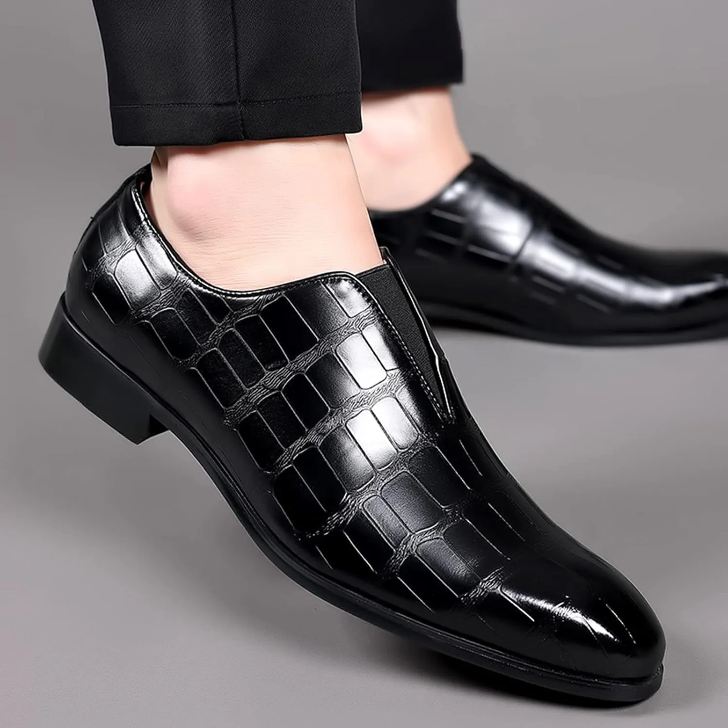 Mens Leather Tennis Shoes Size 10 Classical Style Shoes for Men Slip On PU Leather Men Working Shoes Leather