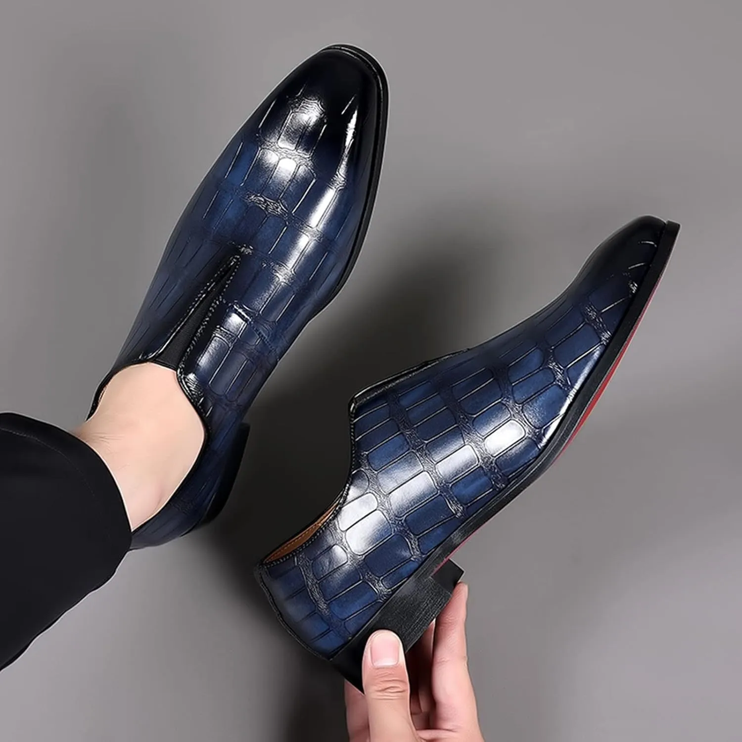 Mens Leather Tennis Shoes Size 10 Classical Style Shoes for Men Slip On PU Leather Men Working Shoes Leather