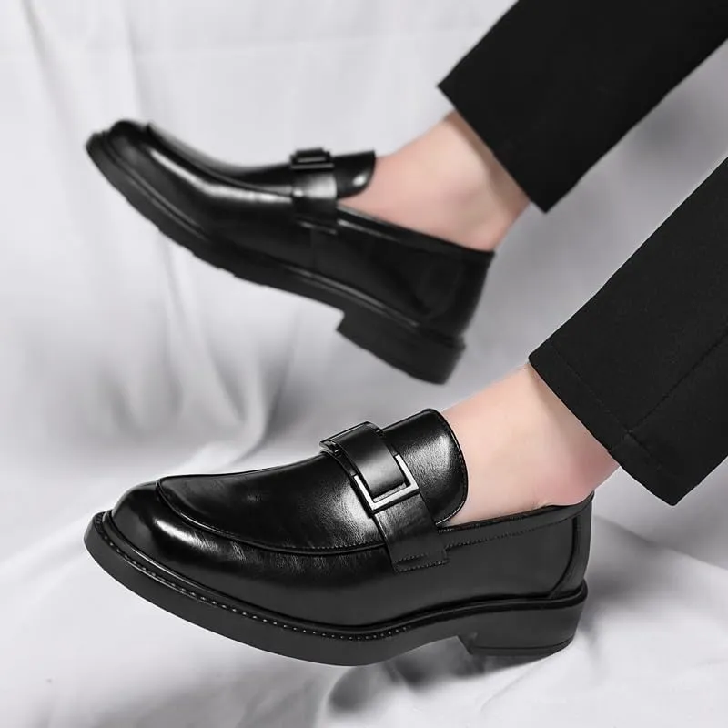 Men's Oxfords Leather Dress Shoes for Men Classic Printed Leather Slip-on Loafer Shoes