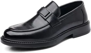 Men's Oxfords Leather Dress Shoes for Men Classic Printed Leather Slip-on Loafer Shoes