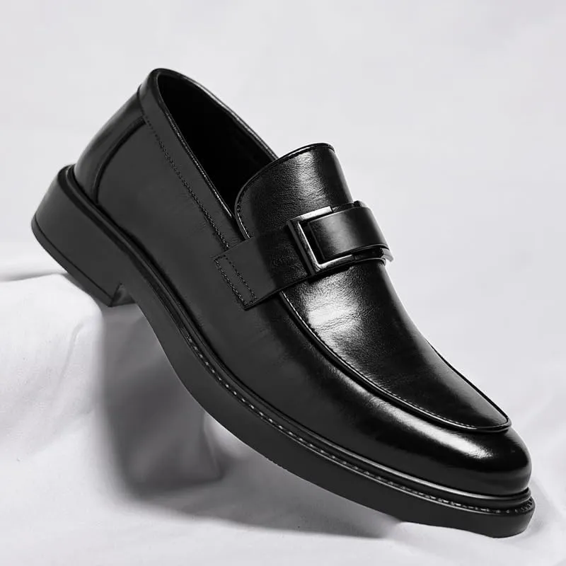 Men's Oxfords Leather Dress Shoes for Men Classic Printed Leather Slip-on Loafer Shoes