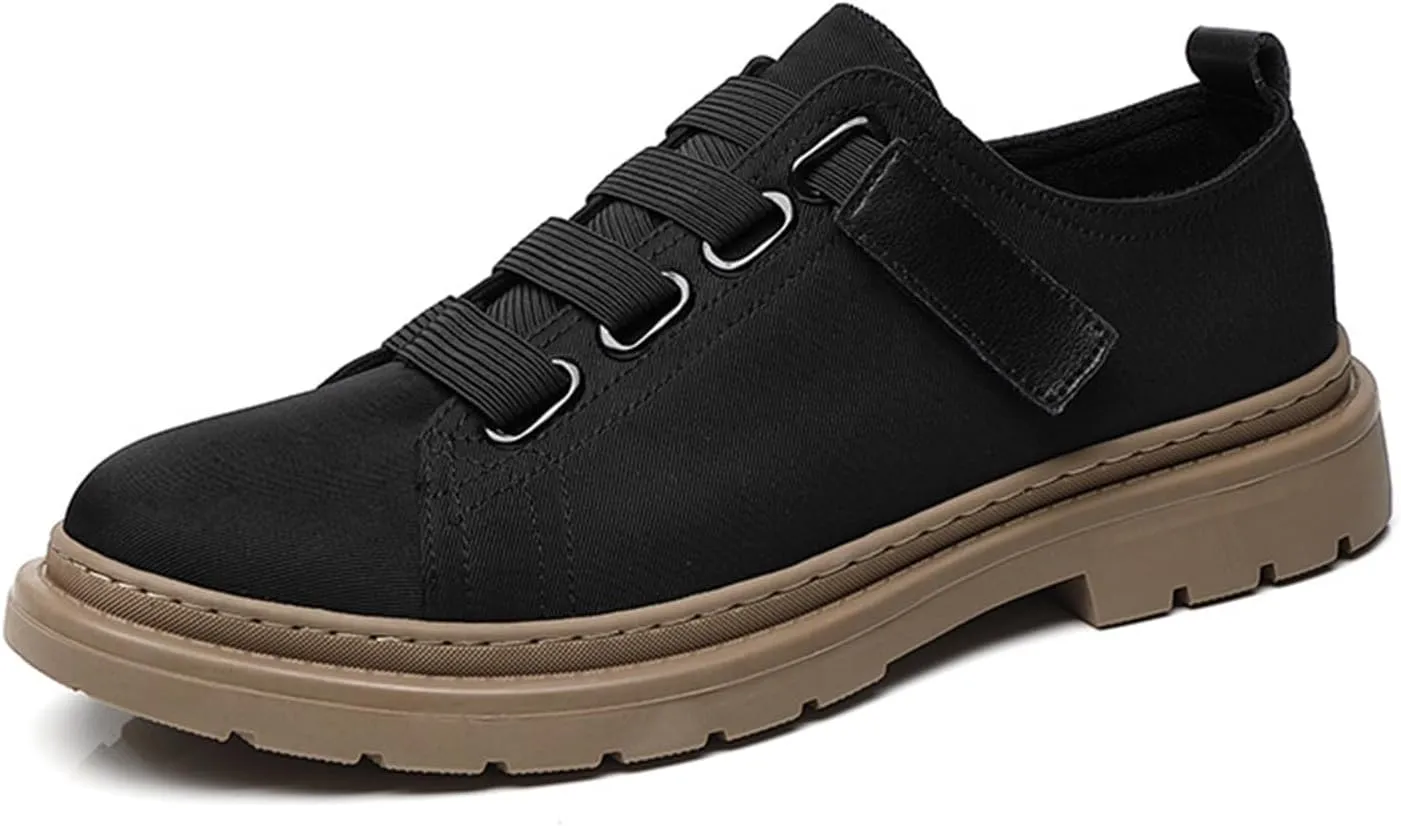 Men's Platform Lace-up Canvas Shoes Comfortable Non-Slip Lug Sole Casual Shoes