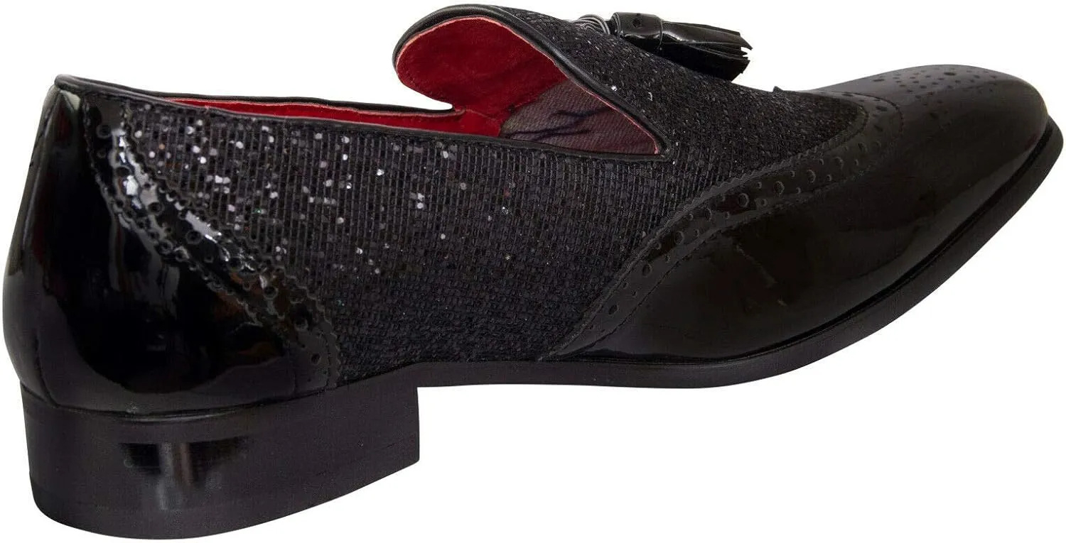 Men's Shiny Comfortable Smart Shoes Party Dancing Tassel Leather Lined Slip-On Loafer Driving Shoes