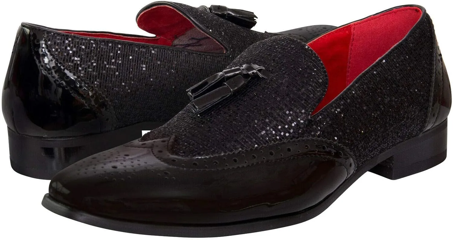 Men's Shiny Comfortable Smart Shoes Party Dancing Tassel Leather Lined Slip-On Loafer Driving Shoes