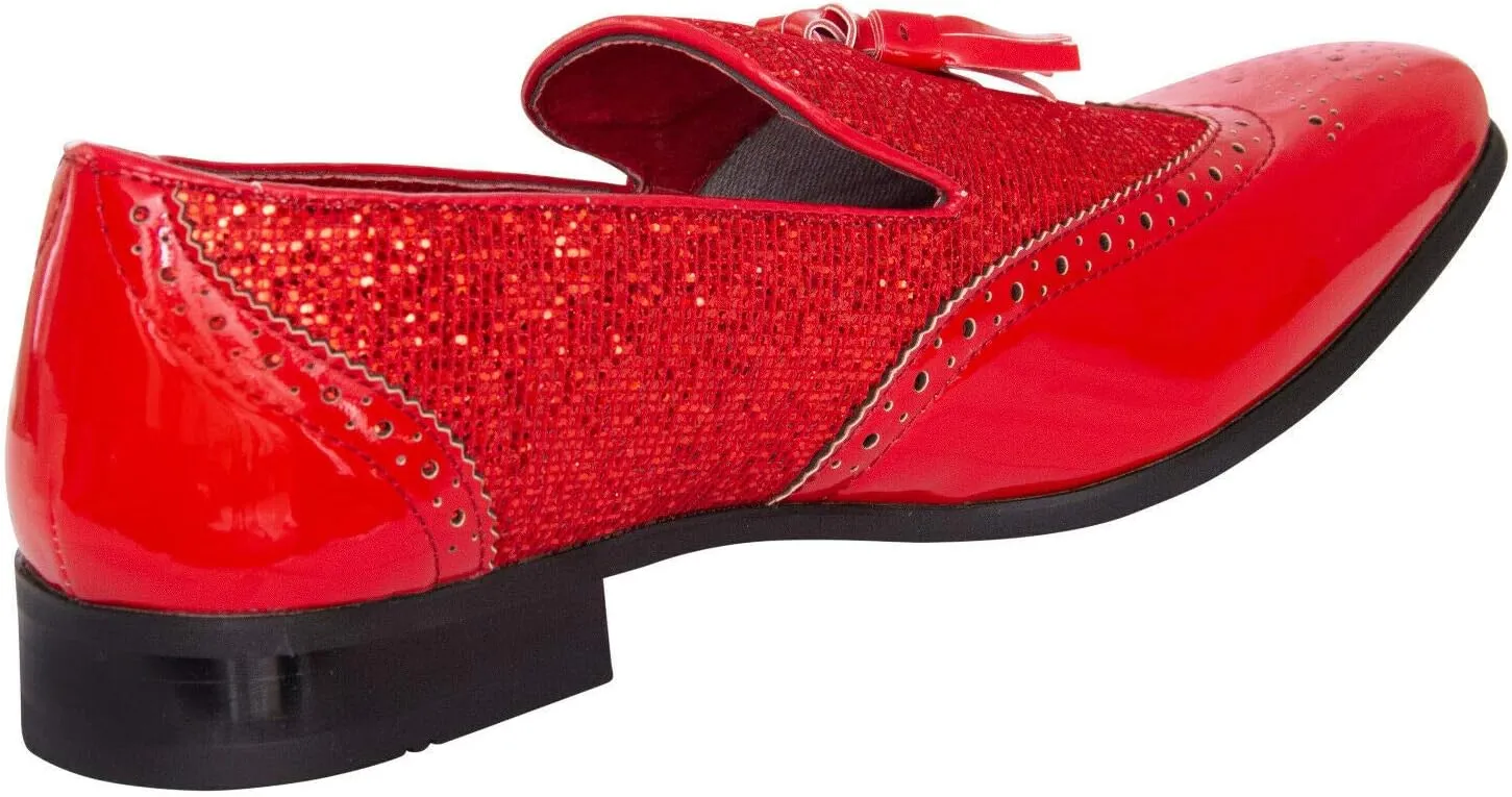 Men's Shiny Comfortable Smart Shoes Party Dancing Tassel Leather Lined Slip-On Loafer Driving Shoes