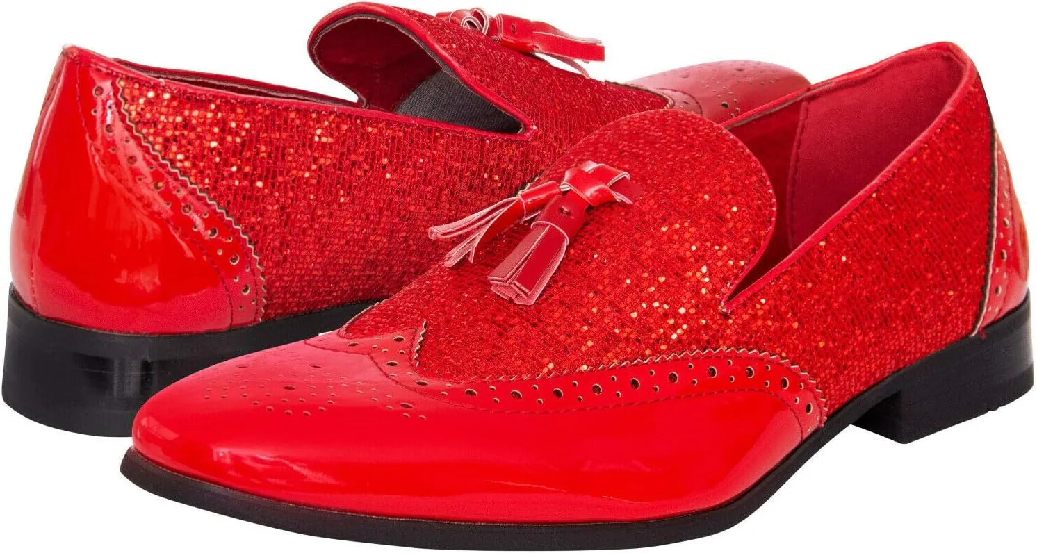 Men's Shiny Comfortable Smart Shoes Party Dancing Tassel Leather Lined Slip-On Loafer Driving Shoes