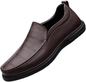 Mens Slip On Leather Shoes Sport Men Leather British Pointed Toe Business Dress Shoe
