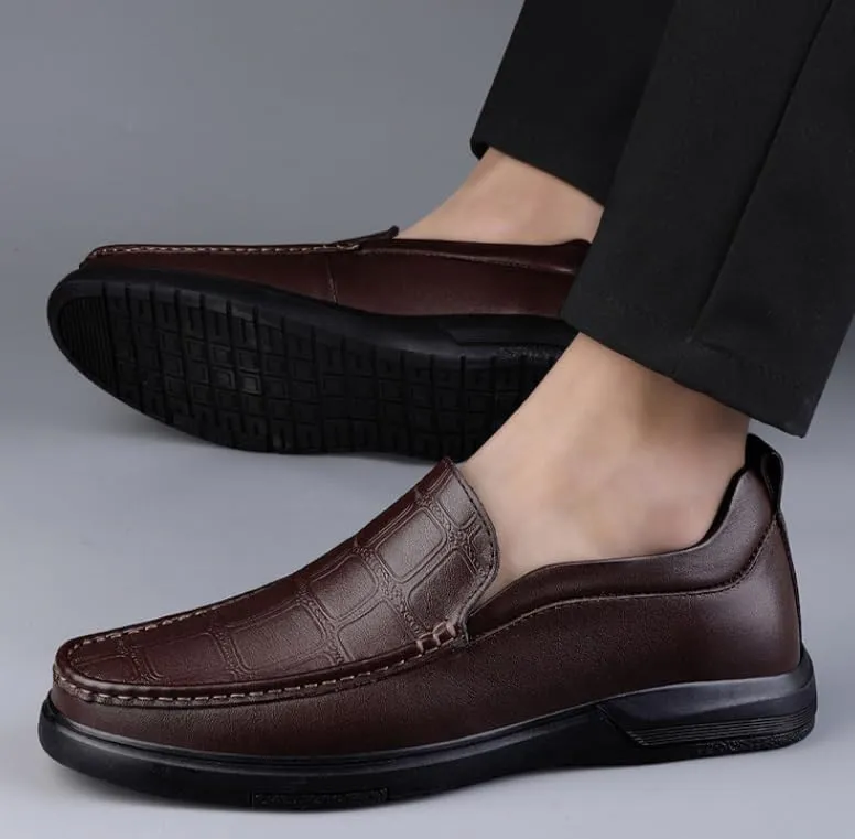 Mens Slip On Leather Shoes Sport Men Leather British Pointed Toe Business Dress Shoe