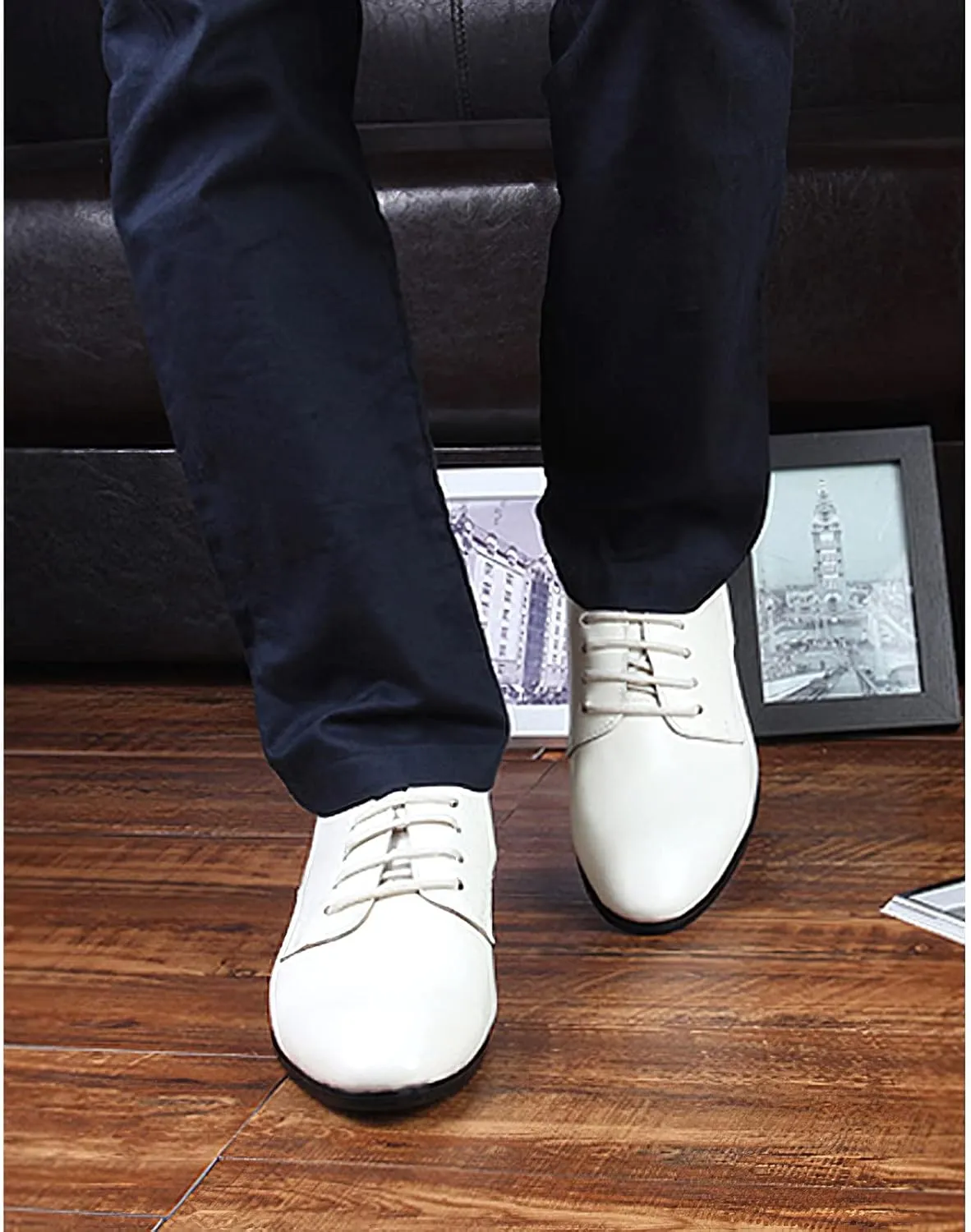 Men's Smart Genuine Leather Dress Shoes Formal Business Derby Lace-Ups