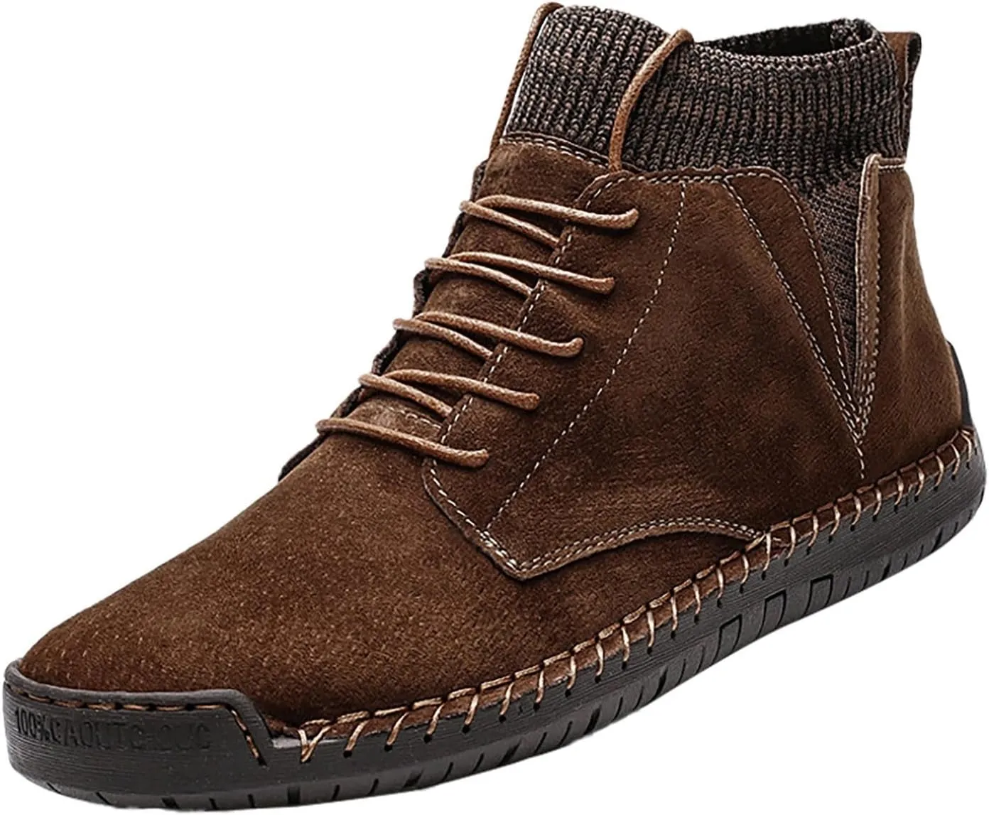 Men's Suede Ankle Boots Fashion Flat Soled Winter Boots Lace Up Elastic Boots Comfort Outdoor Walking Sneaker Air 1 Men