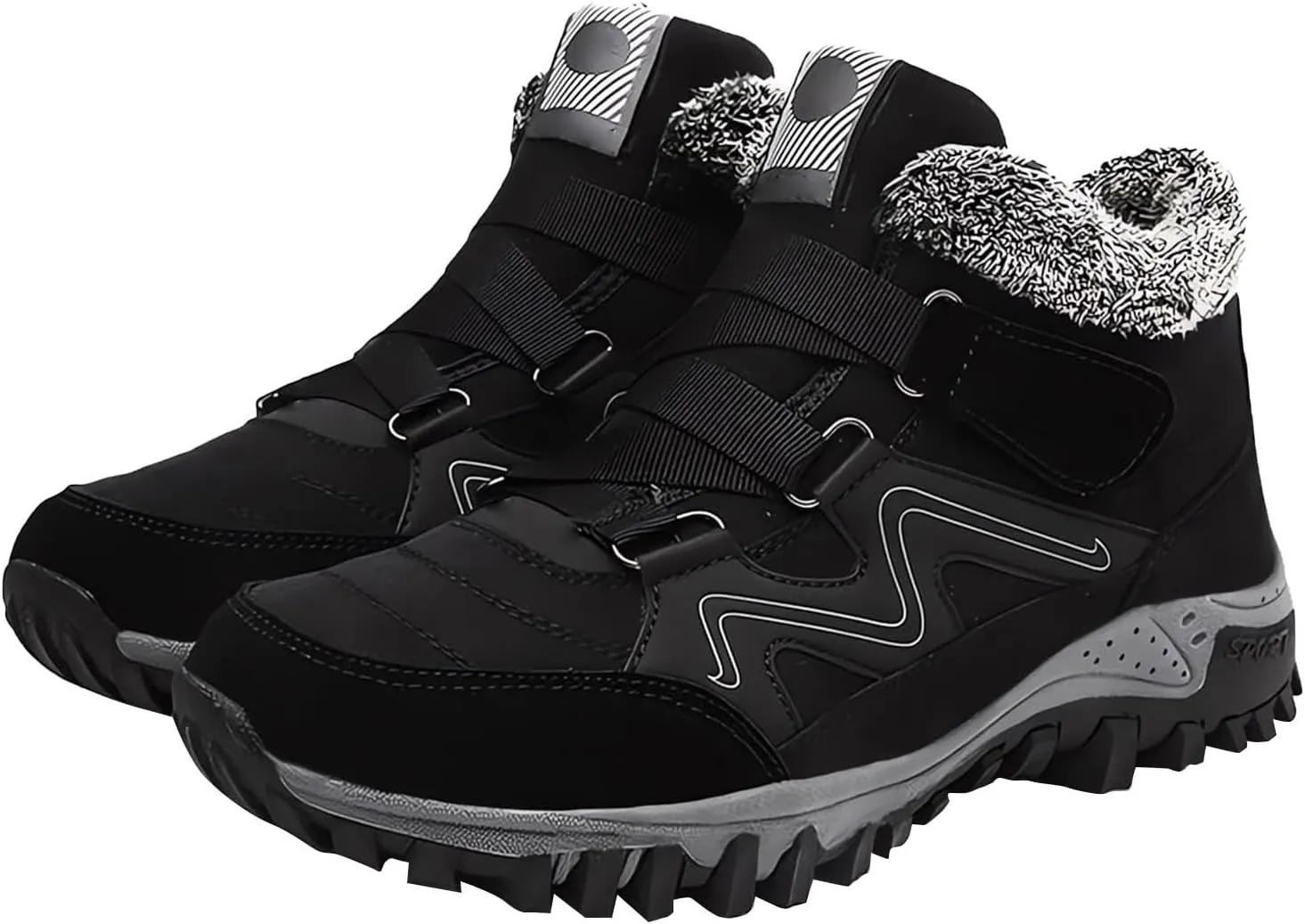 Men's Work Boots Composite Toe Hiking Sneakers Warm Fur Lined Working Shoes for Women Winter Waterproof Outdoor Shoes Lightweight Anti Slip Hike Grounded Footwear