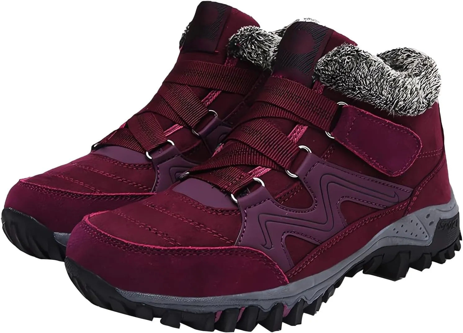 Men's Work Boots Composite Toe Hiking Sneakers Warm Fur Lined Working Shoes for Women Winter Waterproof Outdoor Shoes Lightweight Anti Slip Hike Grounded Footwear