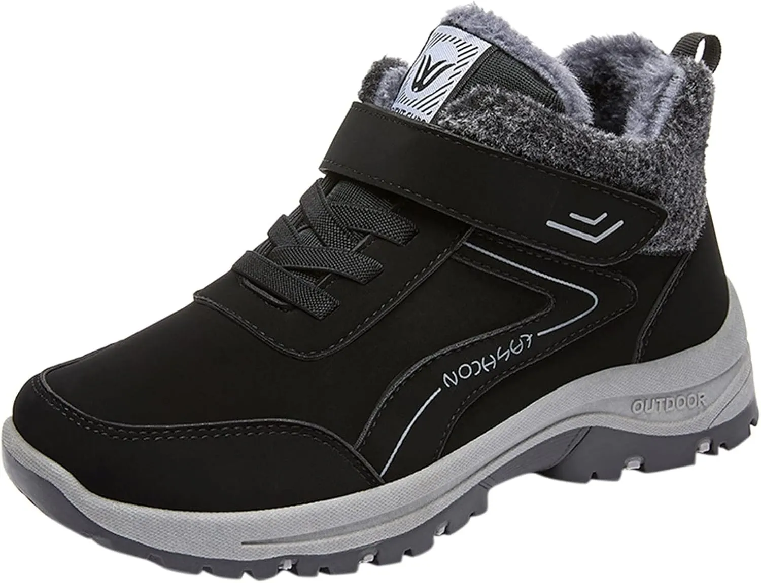 Mens Work Boots Slip On Hiking Sneakers with Warm Fur Lining Working Shoes for Women Food Service Winter Outdoor Botas Waterproof Non Slip Hike Grounded Footwear