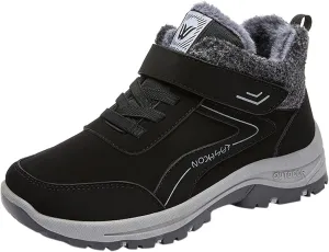 Mens Work Boots Slip On Hiking Sneakers with Warm Fur Lining Working Shoes for Women Food Service Winter Outdoor Botas Waterproof Non Slip Hike Grounded Footwear