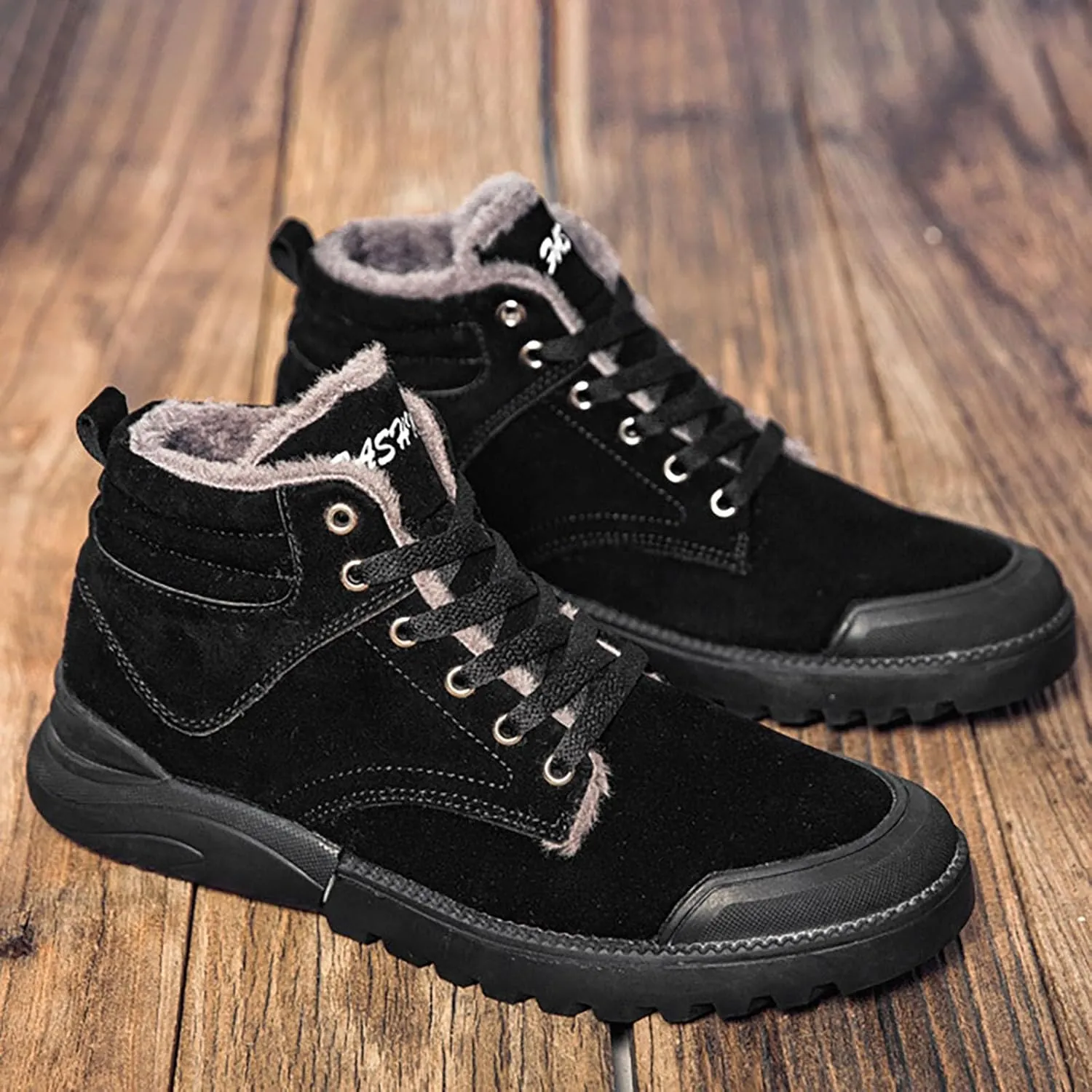 Men's Work Boots Steel Toe Hiking Sneakers Fur Lined Ankle Boot Safety Shoes for Women Insulated Waterproof Platform Shoes Work Hike Grounded Footwear