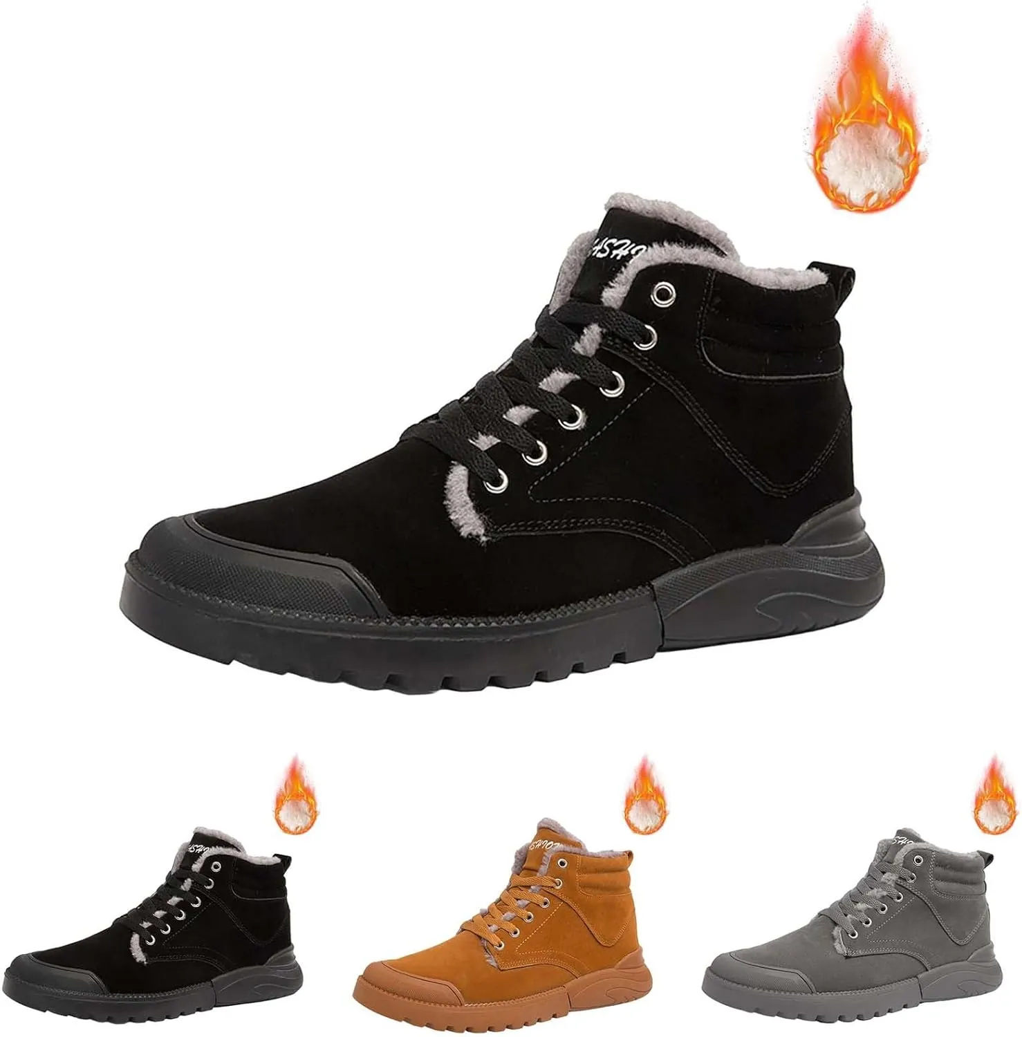 Men's Work Boots Steel Toe Hiking Sneakers Fur Lined Ankle Boot Safety Shoes for Women Insulated Waterproof Platform Shoes Work Hike Grounded Footwear