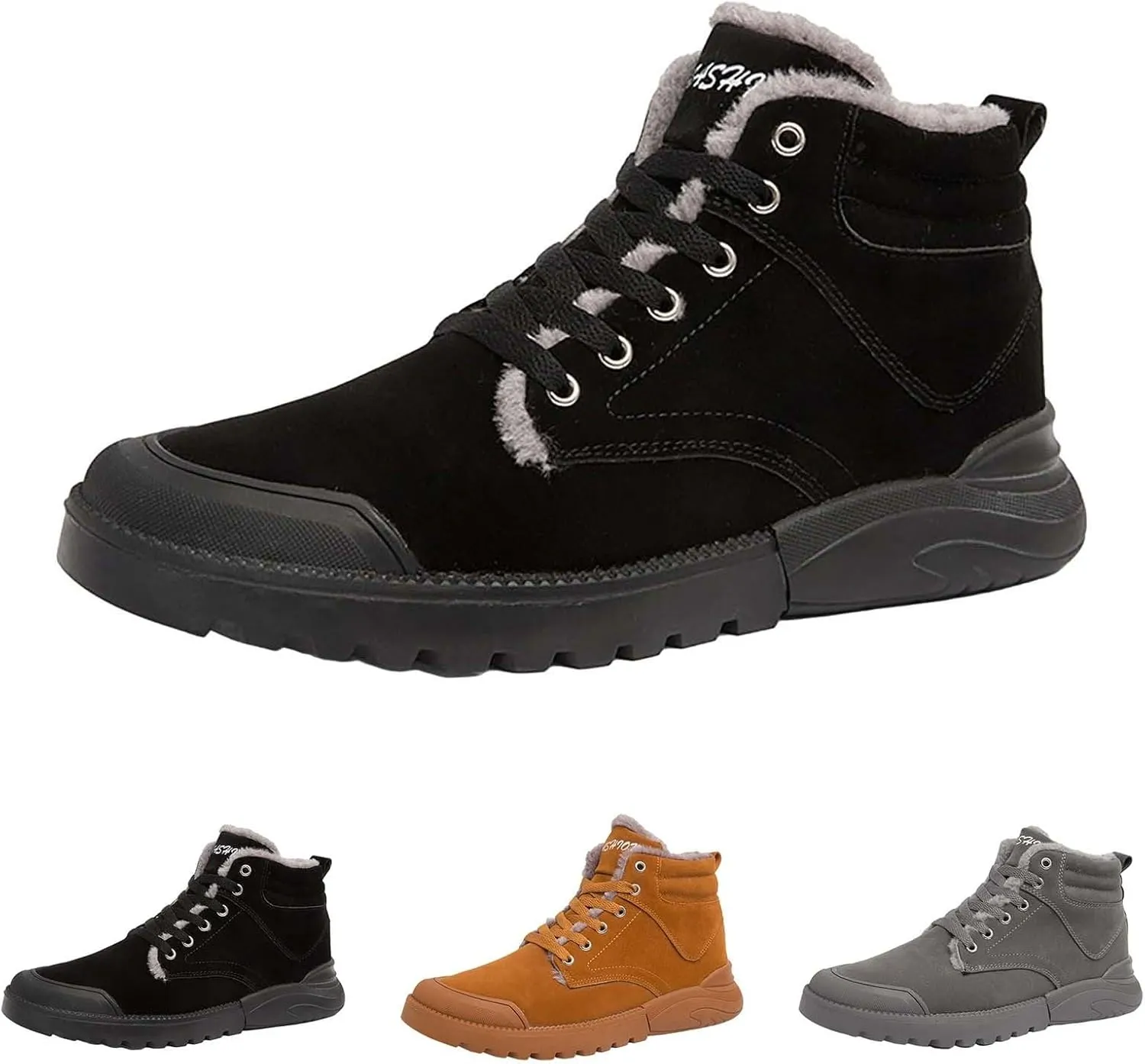 Men's Work Boots Steel Toe Hiking Sneakers Fur Lined Ankle Boot Safety Shoes for Women Insulated Waterproof Platform Shoes Work Hike Grounded Footwear
