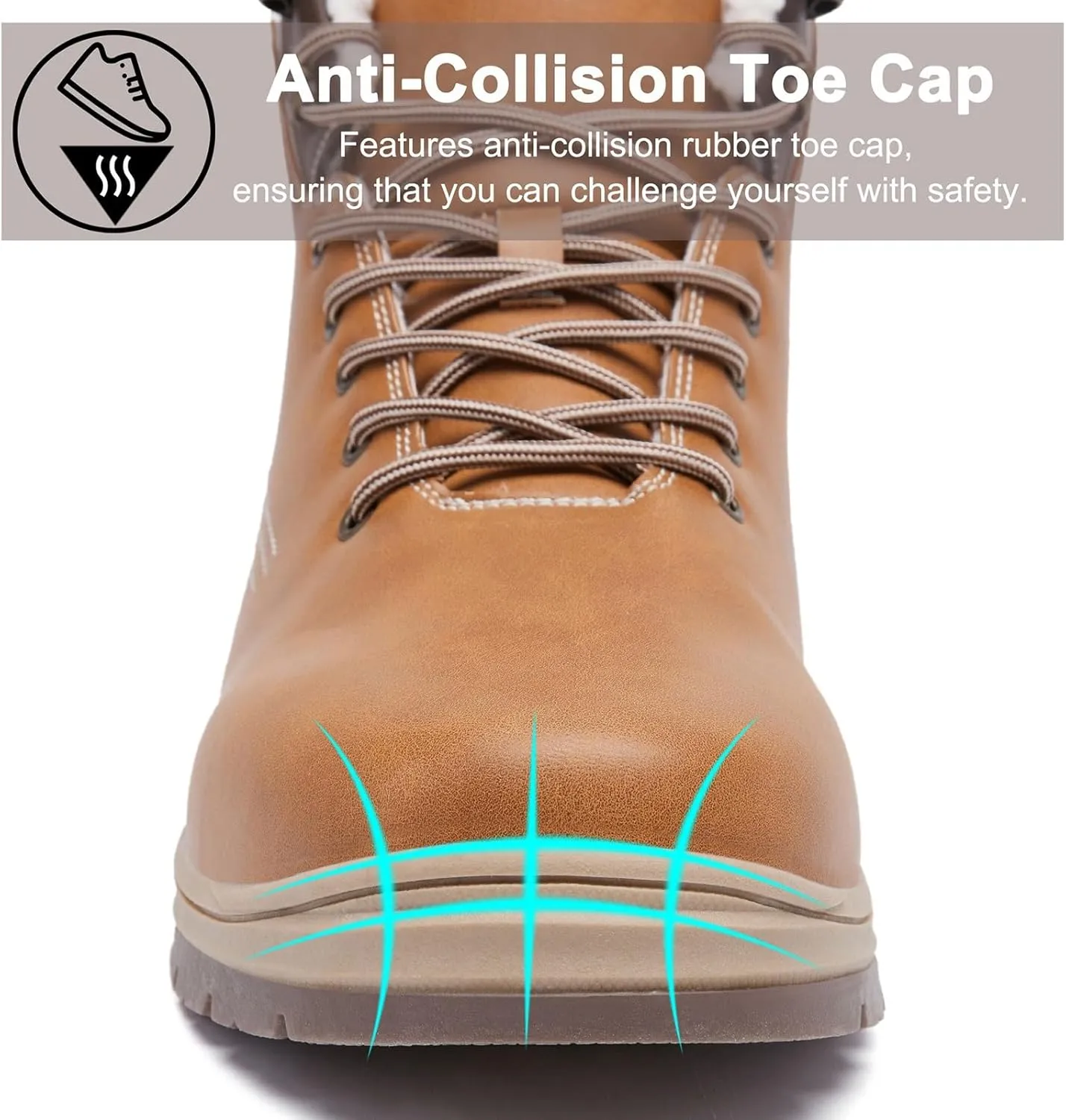 Men's Work Boots Waterproof Hiking Sneakers Ankle Booties Women Safety Shoes Non Steel Toe Waterproof Outdoor Shoes Leather Comfortable Hike Grounded Footwear