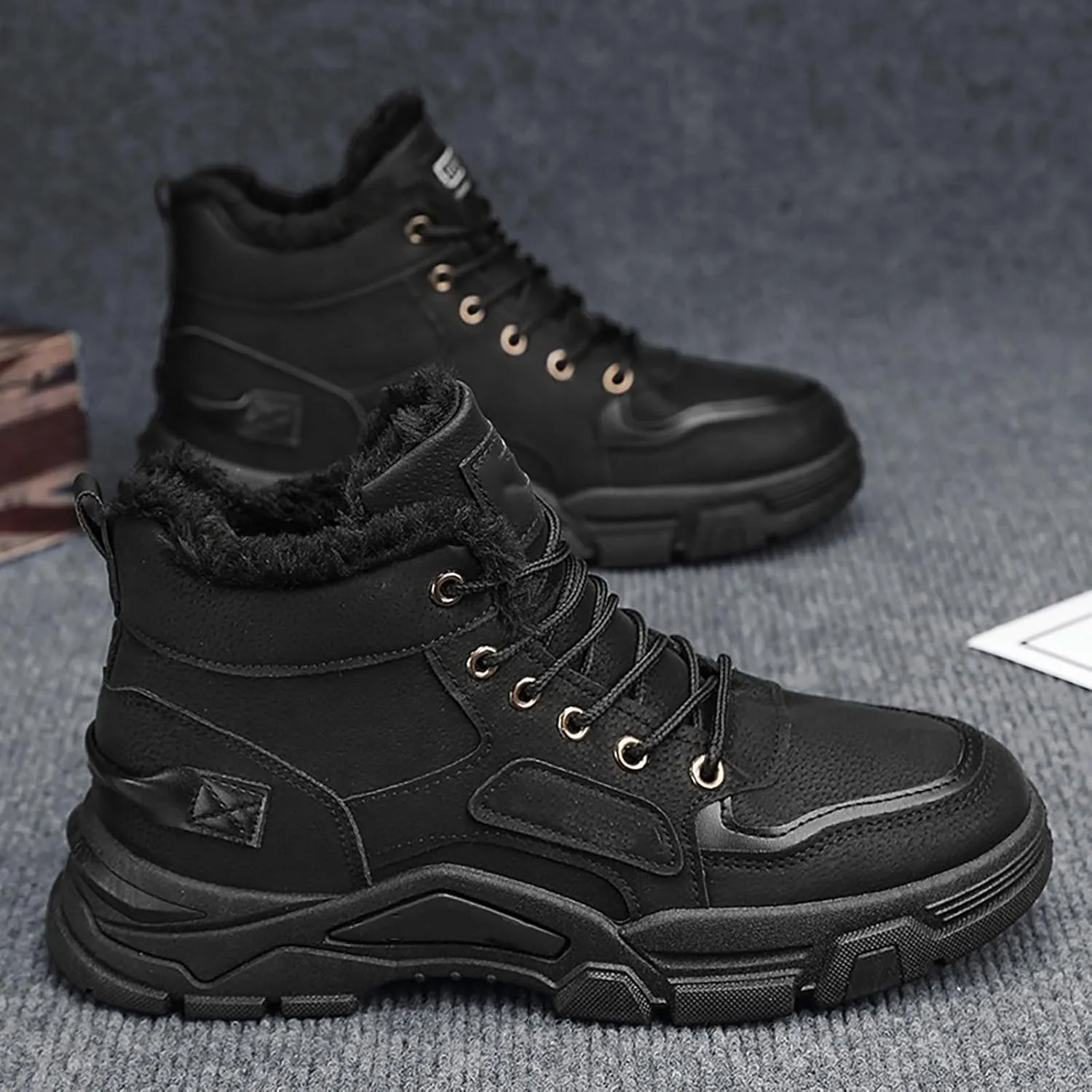 Men's Work Boots with Zipper Hiking Sneakers Shoes Warm Women Workout Shoes Non-Slip Slip On Platform Shoes Lightweight Comfortable Hike Grounded Footwear