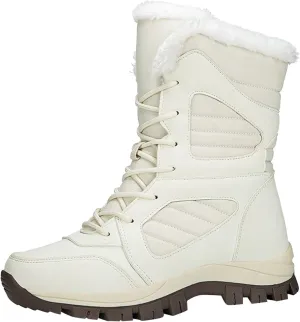 Mid Calf Snow Boots for Women Fleece Lined Warm Winter Boots Lace Up Non Slip Boots Vintage High Top Winter Snow