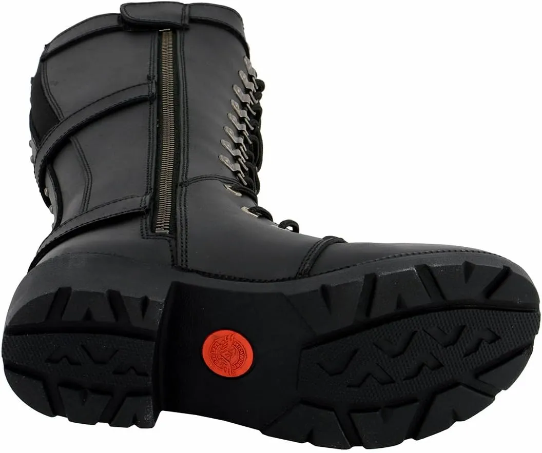 Milwaukee Leather MBL9380 Women's Black 'Jane' 15-inch Leather Combat Style Harness Motorcycle Boots