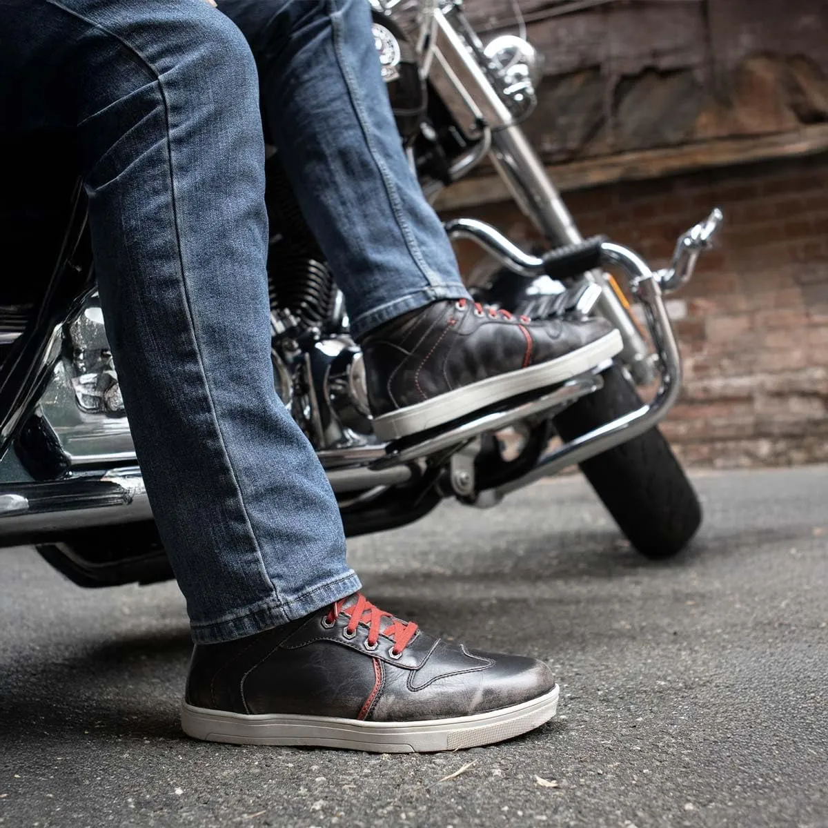 Milwaukee Leather Men's Motorcycle Reinforced Street Biker Casual Riding Shoes Leather Suede Canvas - 14