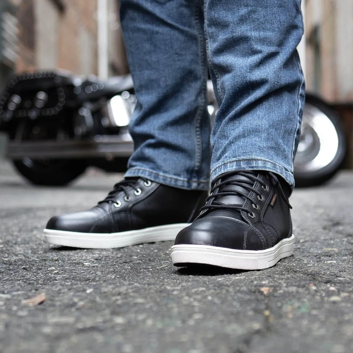 Milwaukee Leather Men's Motorcycle Reinforced Street Biker Casual Riding Shoes Leather Suede Canvas - 9