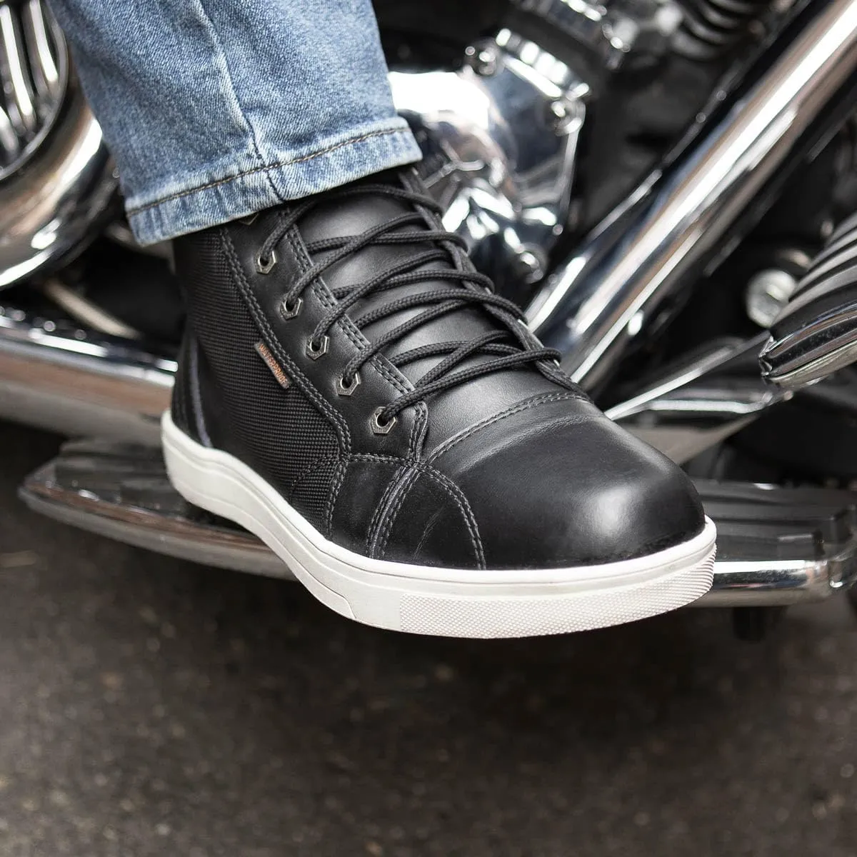 Milwaukee Leather Men's Motorcycle Reinforced Street Biker Casual Riding Shoes Leather Suede Canvas - 9