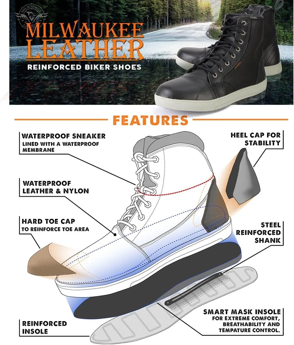 Milwaukee Leather Men's Motorcycle Reinforced Street Biker Casual Riding Shoes Leather Suede Canvas - 9