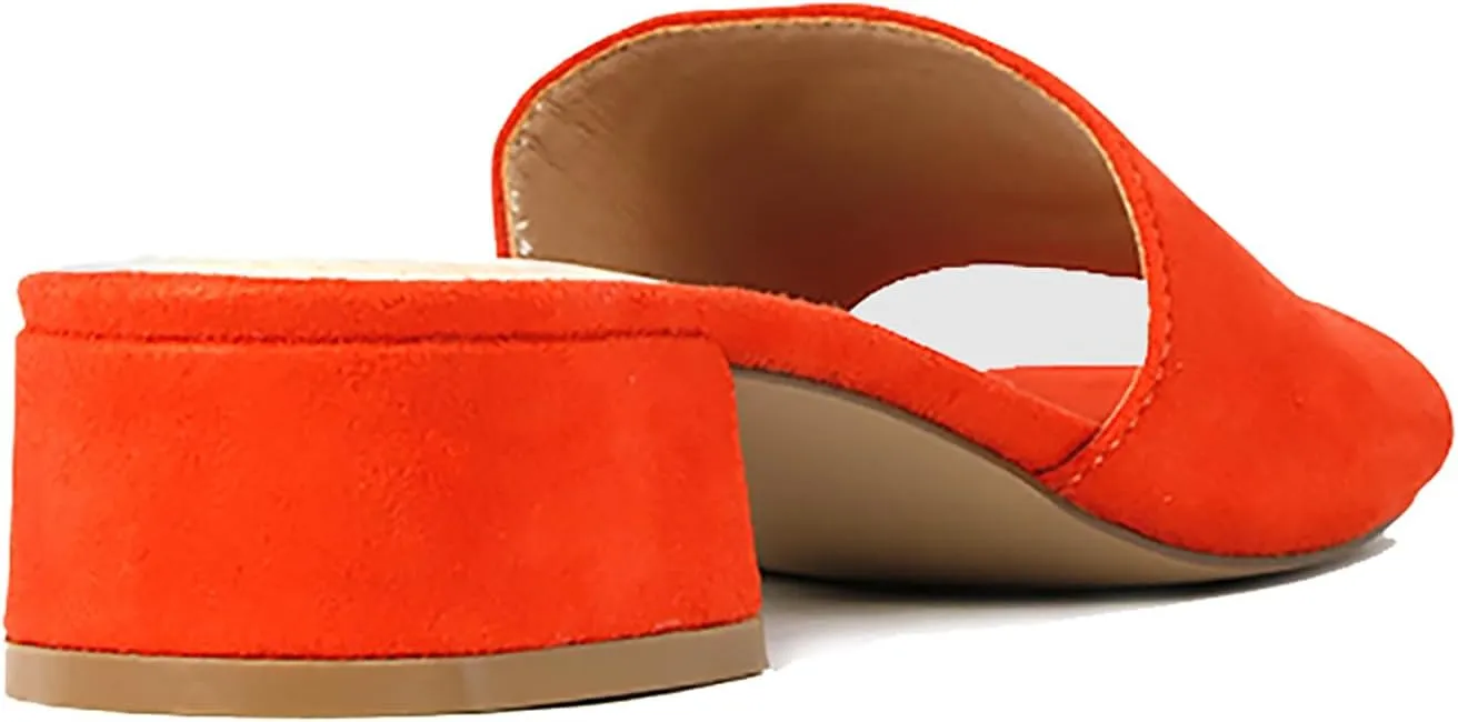 MOOMMO Women Chunky Heel Mules Peep Toe Slip On Backless Block Heels 2 inch Mid Heeled Mule Shoes Suede Comfortable Slides heels Round Open Toe Dress Shoes Office Casual 4-11 US