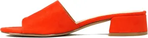 MOOMMO Women Chunky Heel Mules Peep Toe Slip On Backless Block Heels 2 inch Mid Heeled Mule Shoes Suede Comfortable Slides heels Round Open Toe Dress Shoes Office Casual 4-11 US