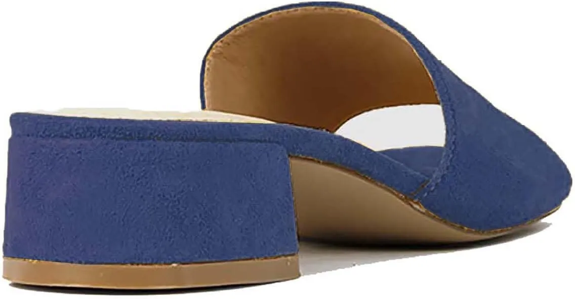 MOOMMO Women Chunky Heel Mules Peep Toe Slip On Backless Block Heels 2 inch Mid Heeled Mule Shoes Suede Comfortable Slides heels Round Open Toe Dress Shoes Office Casual 4-11 US