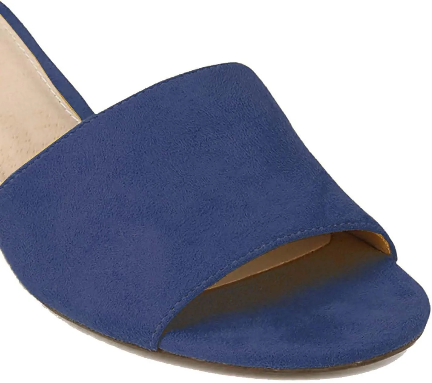 MOOMMO Women Chunky Heel Mules Peep Toe Slip On Backless Block Heels 2 inch Mid Heeled Mule Shoes Suede Comfortable Slides heels Round Open Toe Dress Shoes Office Casual 4-11 US