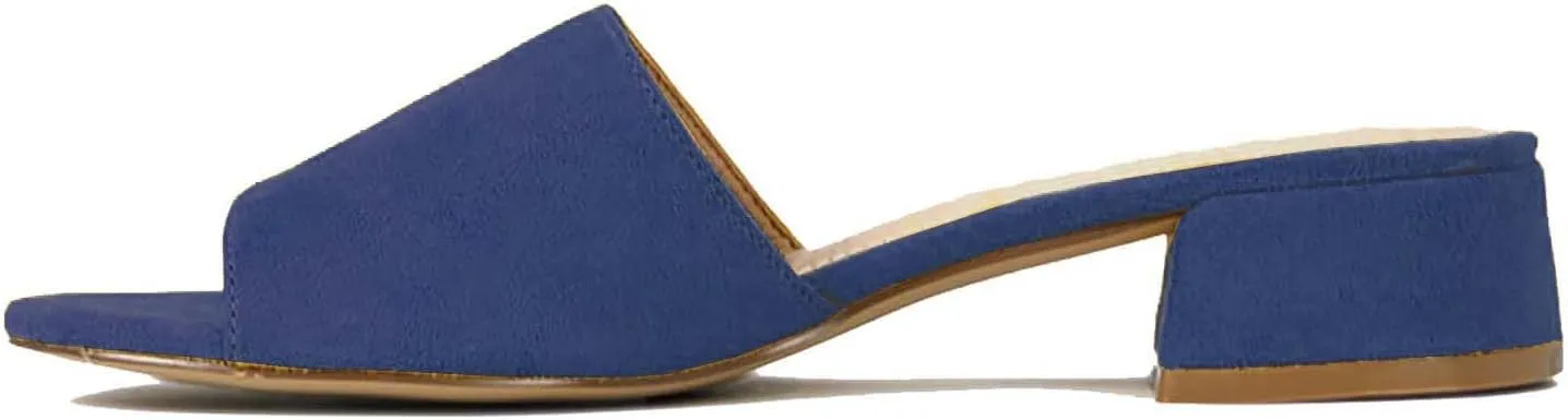 MOOMMO Women Chunky Heel Mules Peep Toe Slip On Backless Block Heels 2 inch Mid Heeled Mule Shoes Suede Comfortable Slides heels Round Open Toe Dress Shoes Office Casual 4-11 US