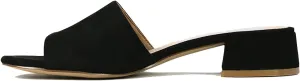 MOOMMO Women Chunky Heel Mules Peep Toe Slip On Backless Block Heels 2 inch Mid Heeled Mule Shoes Suede Comfortable Slides heels Round Open Toe Dress Shoes Office Casual 4-11 US