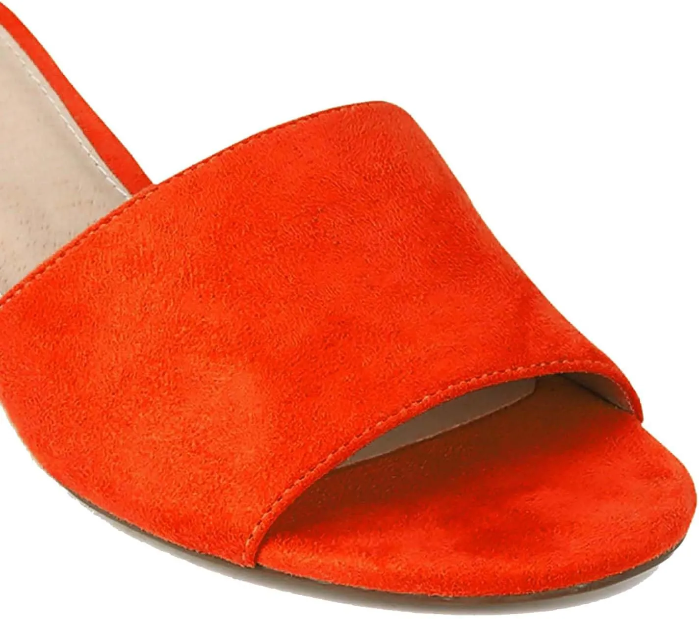 MOOMMO Women Chunky Heel Mules Peep Toe Slip On Backless Block Heels 2 inch Mid Heeled Mule Shoes Suede Comfortable Slides heels Round Open Toe Dress Shoes Office Casual 4-11 US