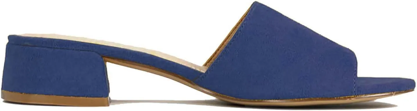 MOOMMO Women Chunky Heel Mules Peep Toe Slip On Backless Block Heels 2 inch Mid Heeled Mule Shoes Suede Comfortable Slides heels Round Open Toe Dress Shoes Office Casual 4-11 US