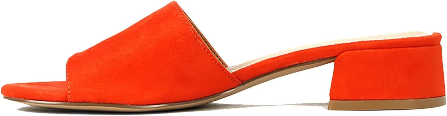 MOOMMO Women Chunky Heel Mules Peep Toe Slip On Backless Block Heels 2 inch Mid Heeled Mule Shoes Suede Comfortable Slides heels Round Open Toe Dress Shoes Office Casual 4-11 US